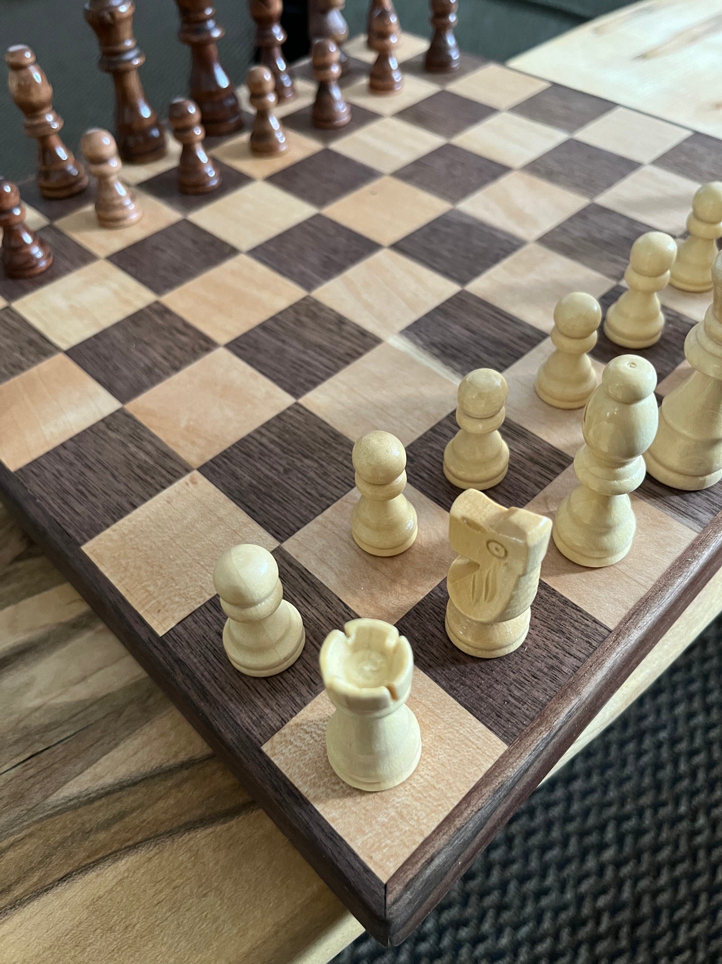 WALNUT AND MAPLE CHESS BOARD