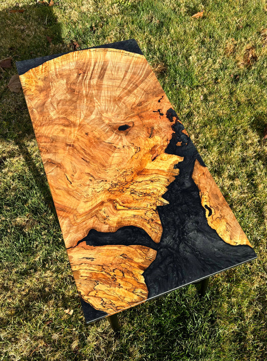 "Obsidian River" Spalted Maple Burl Coffee Table