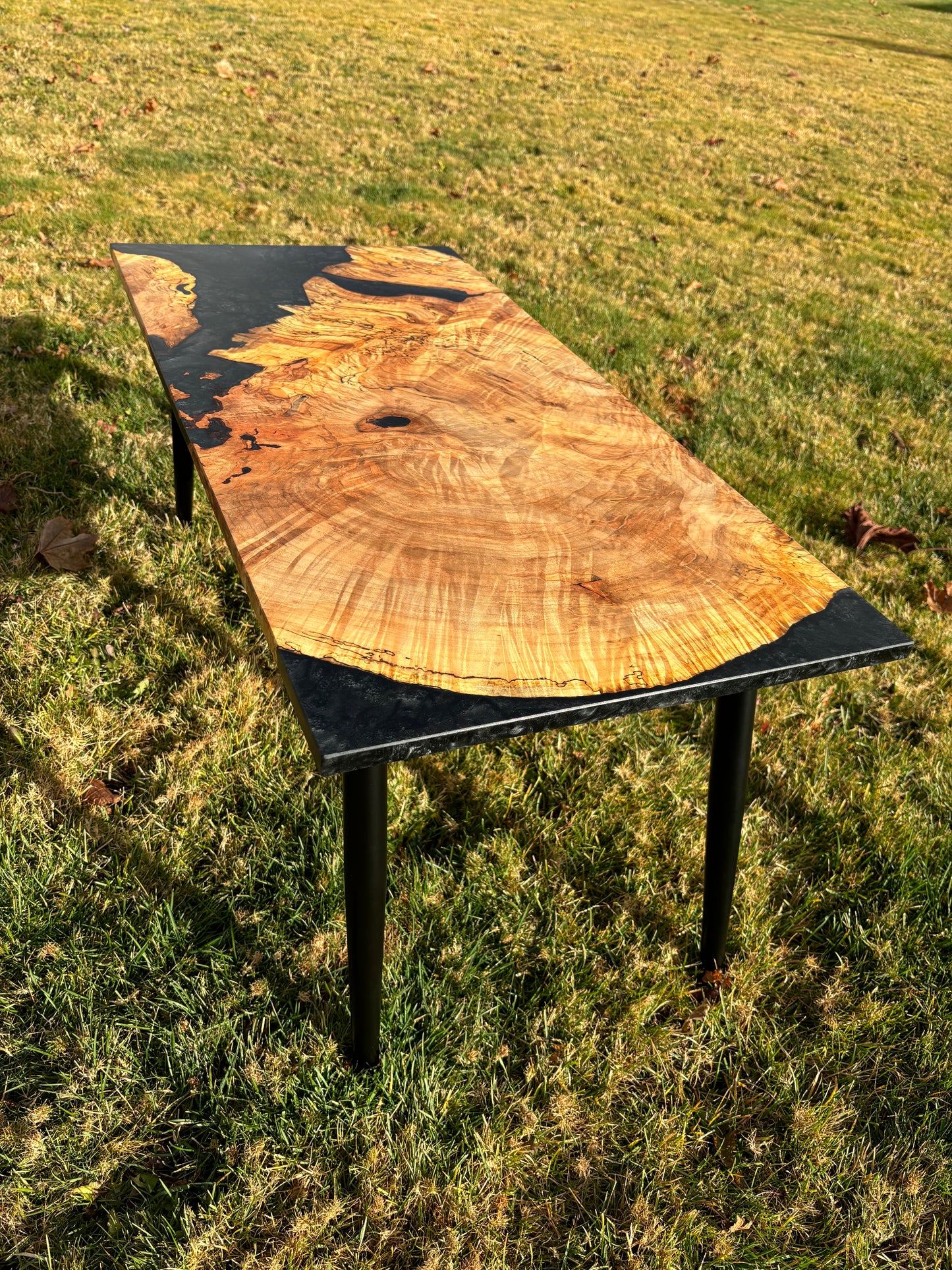 "Obsidian River" Spalted Maple Burl Coffee Table