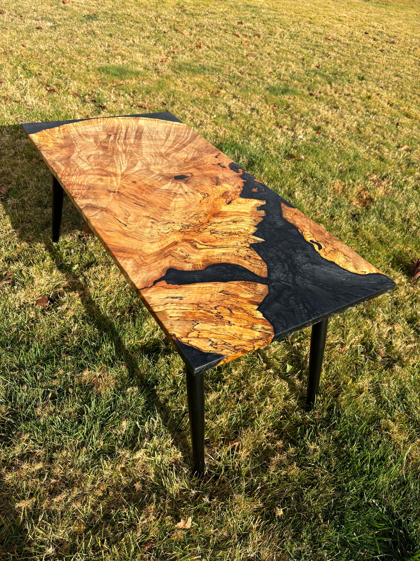 "Obsidian River" Spalted Maple Burl Coffee Table