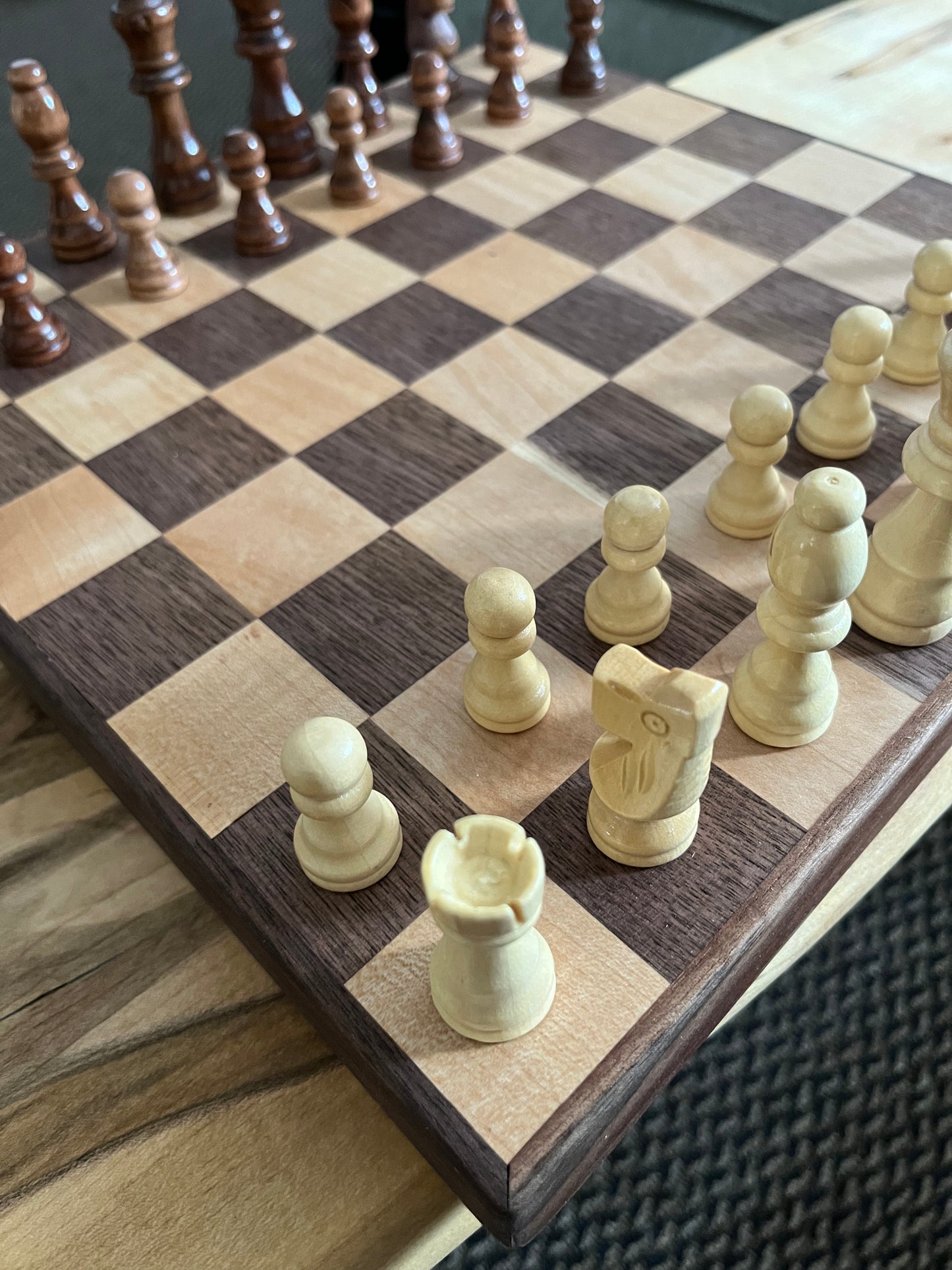 WALNUT AND MAPLE CHESS BOARD