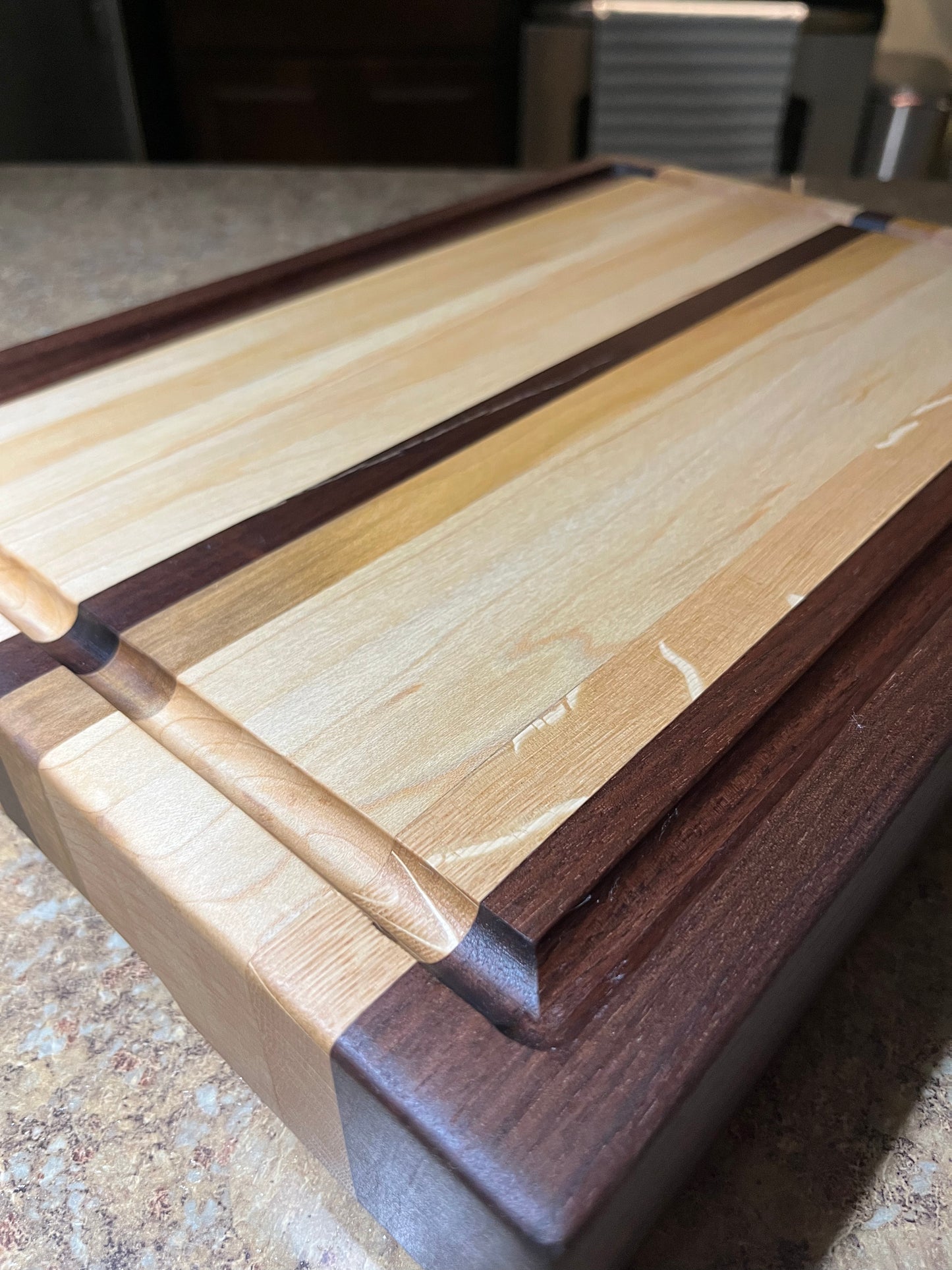 MAPLE AND BLACK WALNUT BUTCHER BLOCK