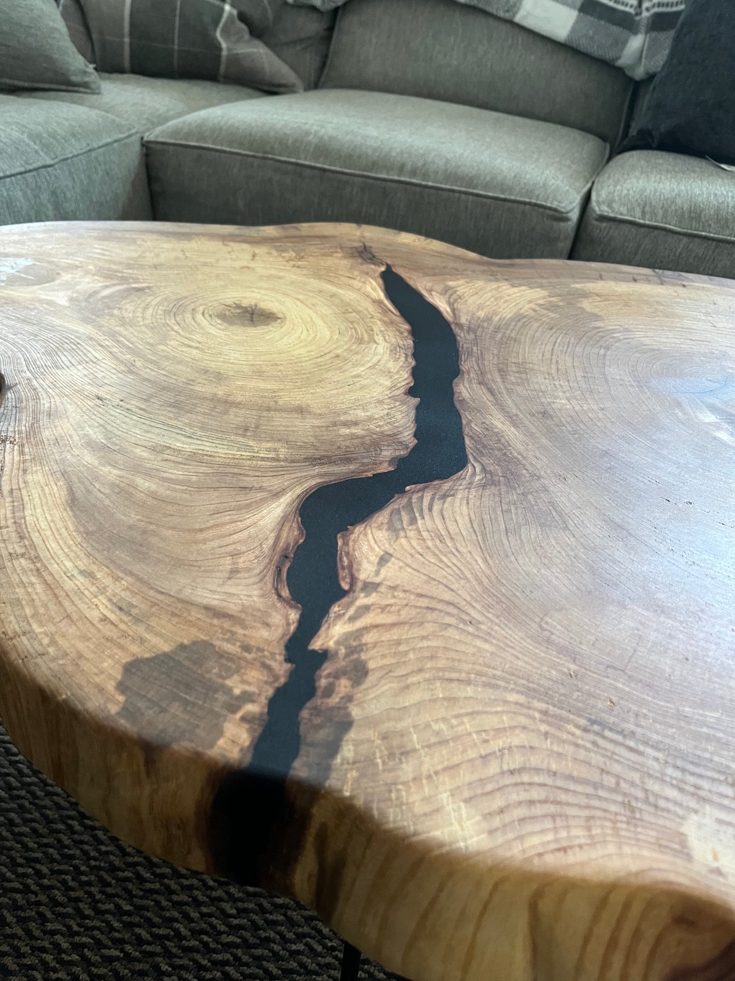 ELM AND BLACK EPOXY LIVE EDGE COFFEE TABLE