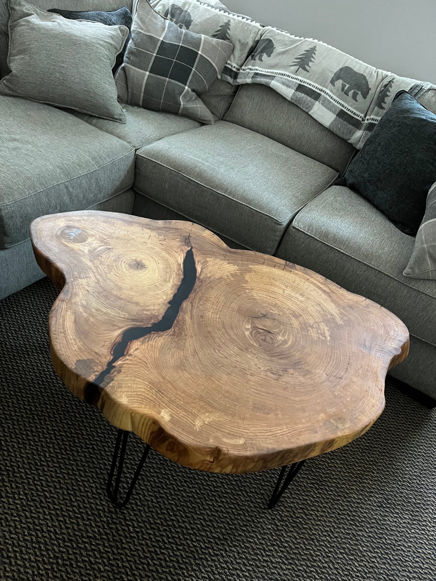 ELM AND BLACK EPOXY LIVE EDGE COFFEE TABLE