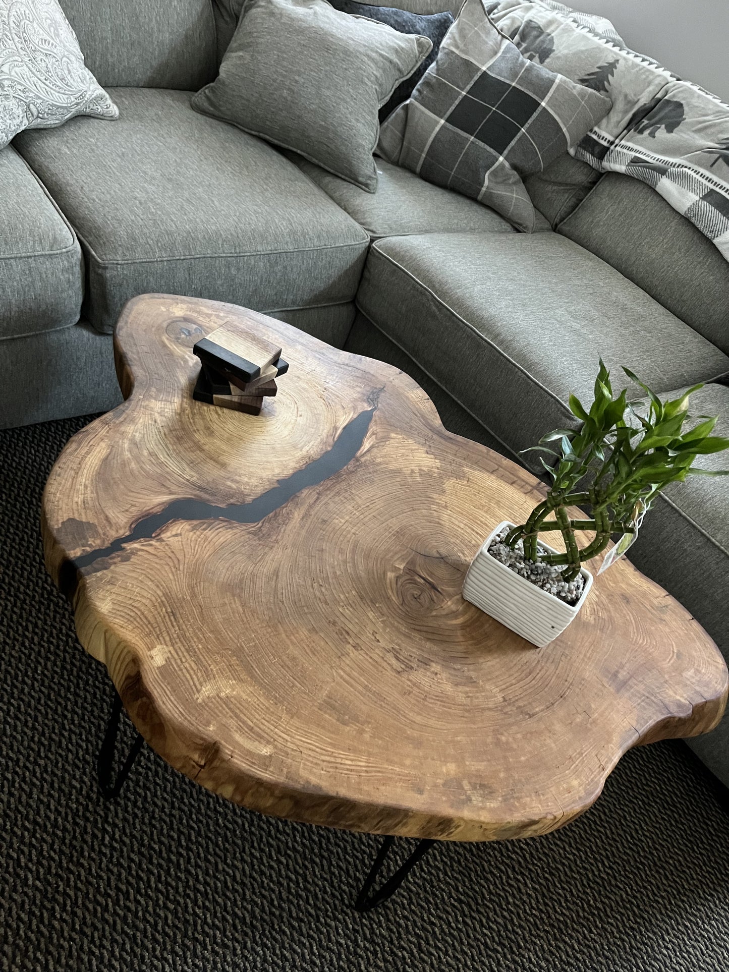 ELM AND BLACK EPOXY LIVE EDGE COFFEE TABLE