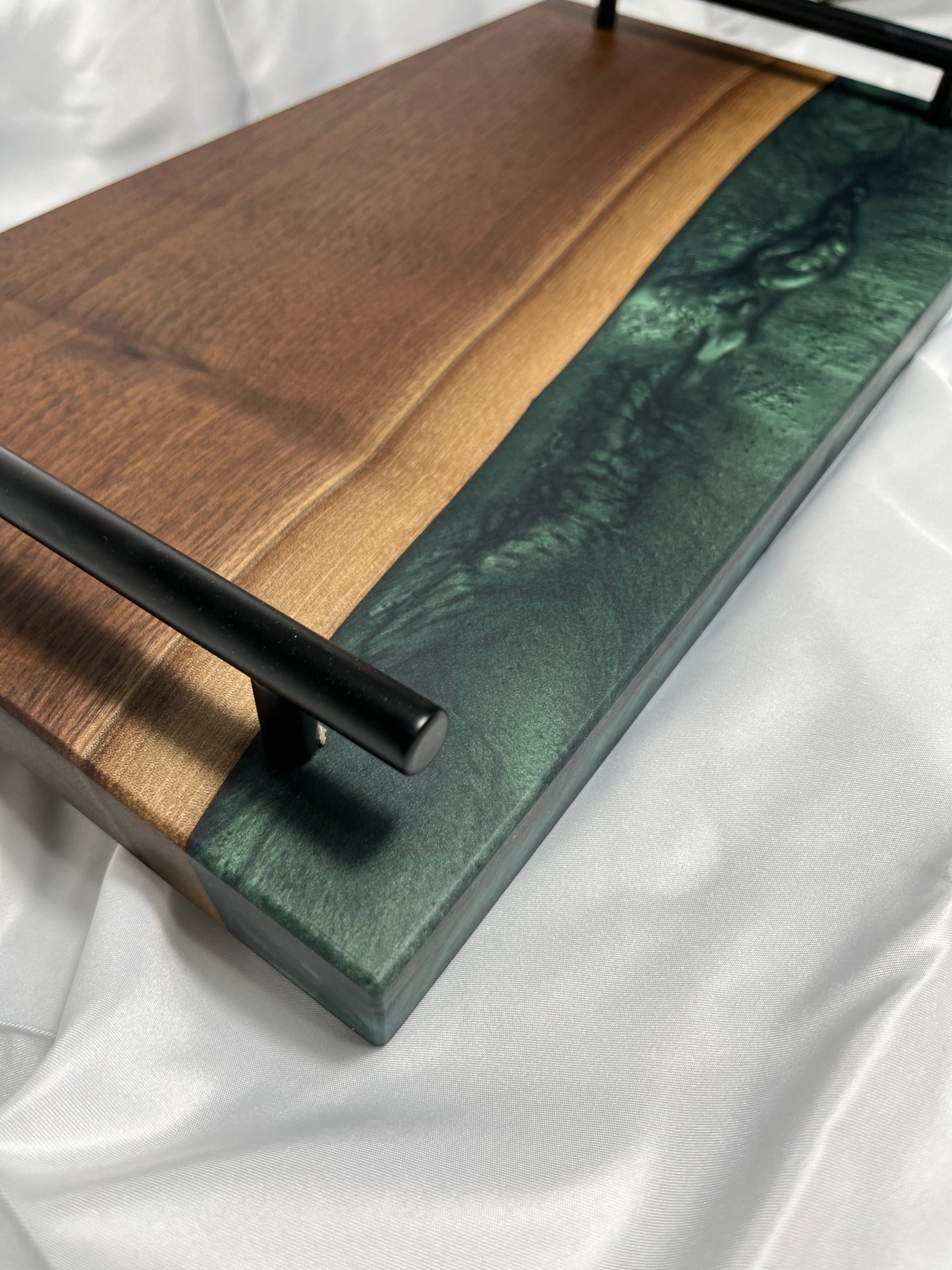 BLACK WALNUT AND JUNGLE GREEN EPOXY SERVING TRAY